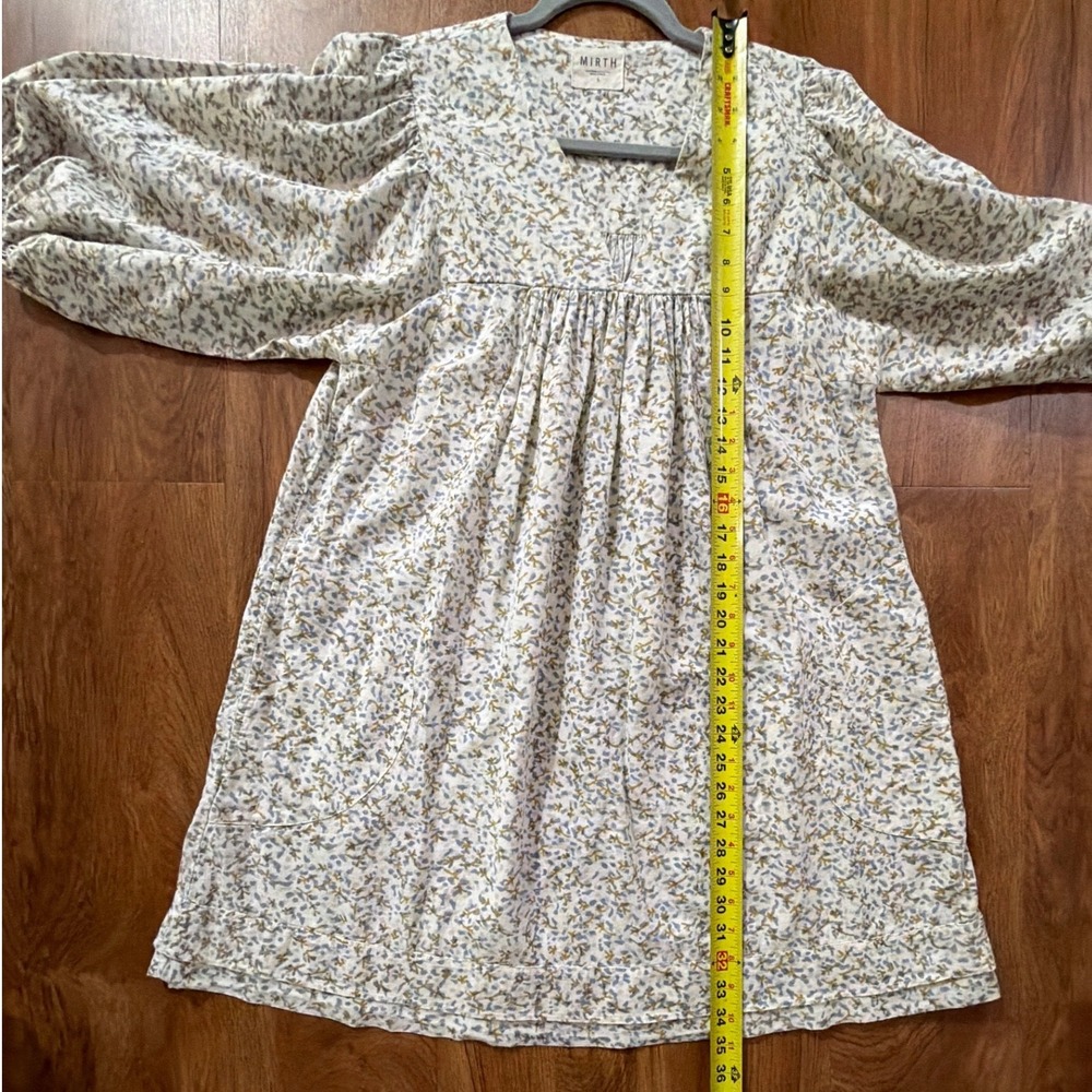 MIRTH Belem Dress Sandstone Coral Floral Cotton V-Neck Puff Sleeve Pockets Sm - Picture 9 of 9